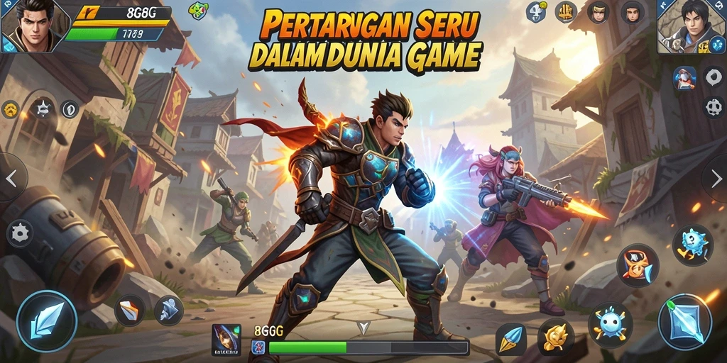 Screenshot utama menunjukkan pertarungan seru di arena 8G8G.