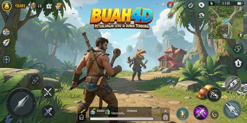 Tampilan menarik dari gameplay BUAH4D dalam dunia terbuka.