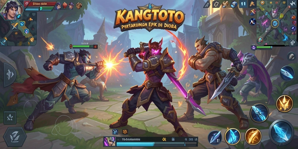 Tampilan penuh aksi dari gameplay KANGTOTO MOBA.