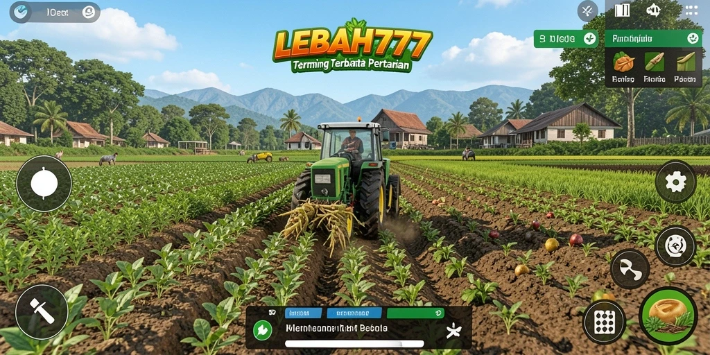 Tampilan gameplay seru dalam LEBAH777 yang menampilkan dunia pertanian.