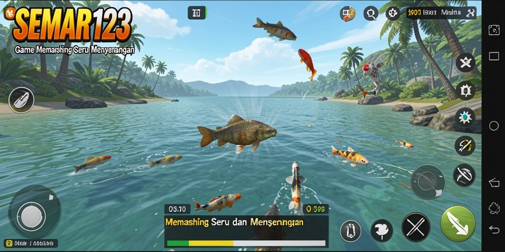 Tampilan gameplay menarik dari SEMAR123 saat memancing di laut.